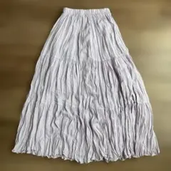 薄紫色 プリーツロングスカート