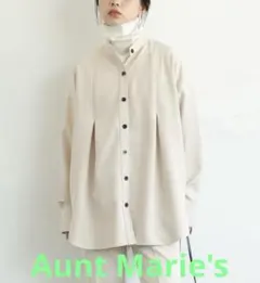 【Aunt Marie's】 タックバンドカラーシャツ ジャケット ホワイト