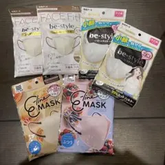 小顔魅せマスク　7枚入× 5袋+おまけ3枚　 パープル　ライトベージュ　ホワイト