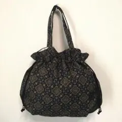 B656【着物リメイク】巾着型ハンドバッグ
