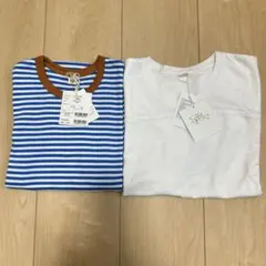 【新品・タグ付】120cm Tシャツ 2点セット ボーダー ロンT 白 ワイドT