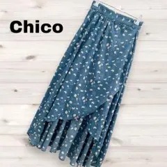 【Chico】花柄 アシンメトリー ラップ風 ロング スカートのサムネイル