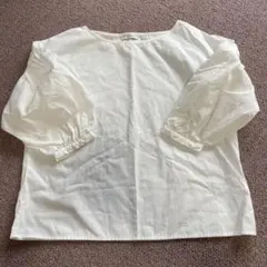 earth music&ecology ホワイト コットン パフスリーブシャツ