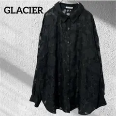 GLACIER グラシア 花柄 ジャガード シアー ブラウス L 黒 羽織り