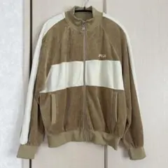 FILAベロアトラックジャケット M ベージュ・ホワイト