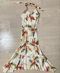 TWO PALMS ハワイ製 ホルターネックワンピース 花柄 XS マーメイドのサムネイル