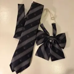 EAST BOY ネイビー ストライプ リボン・ネクタイ