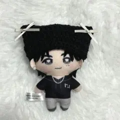 ぬい服 猫耳帽子　ねこみみ　ニット帽　ちびぐるみ　編み物　黒　リボン　かぷっこ