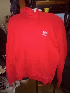 adidas トレフォイルロゴ パーカー レッド Mサイズ