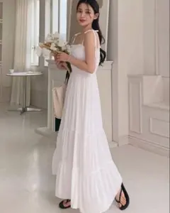 SHEIN ホワイト ロング キャミワンピース 33398424
