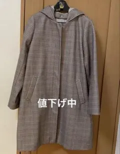 チェック柄フード付きコート