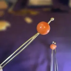 アンティーク 玉かんざし 根掛け ガラス ② 簪 珊瑚風 玉 トンボ玉
