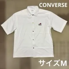 【未使用】CONVERSE カラフルボタンシャツ M 半袖　白　大きめ　薄手のサムネイル