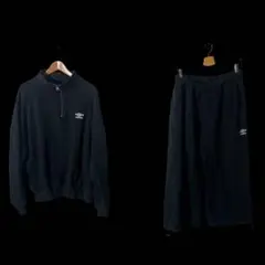 UMBRO PUBLUX 別注 刺繍ロゴ スウェット セットアップ 上下 黒