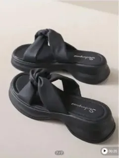 shein 厚底 プラットフォームサンダル 黒 ブラック