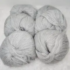 モヘア毛糸 6玉セット ライトグレー
