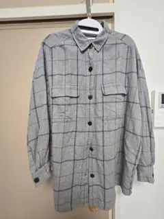 GU グレー系チェック柄 長袖シャツ M