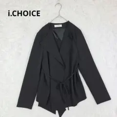 美品★i.CHOICE ノーカラージャケット M ブラック ウエストリボン 入学のサムネイル