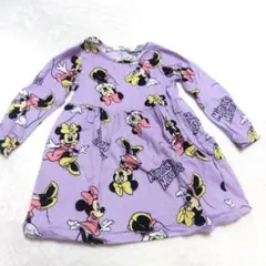 総柄　ディズニー　キャラクター　紫　H&M ミニーマウス ワンピース 2-4A