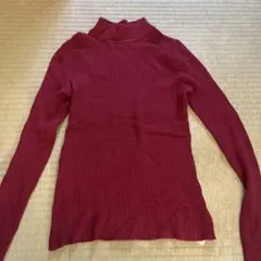 ハイネック リブニット ボルドー F