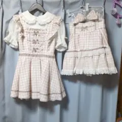 LIZLISA ギンガムツイードセットアップ ピンク