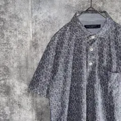 カンサイヤマモト　半袖ポロシャツ　総柄　ペイズリー柄　ワンポイント刺繍　ゴルフのサムネイル