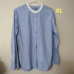 洗いざらしブロードスタンドカラーシャツ XL