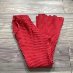 Melia. リブ編み レッド フレアパンツ