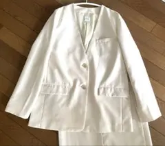 2025SSセットアップ38パウダーツイルノーカラージャケット&Iラインスカート