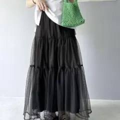 クラシカルエルフ　チュールスカート　レイヤードティアードロングスカート　S