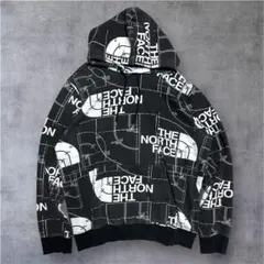 ノースフェイス パーカー 総柄 モノグラム XLプルオーバー 裏起毛