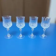 デュラン社製ワイングラス(小) 4点セット クリスタル調 カッティング