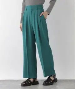 SALE!!【新品】ウツクシルエットワイドパンツ グリーン M グローバルワーク