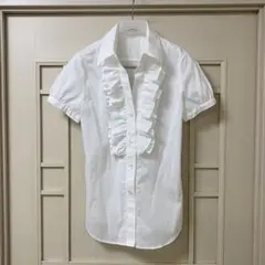 【美品】NARACAMICIE ナラカミーチェ　半袖フリルシャツ　白　サイズIのサムネイル