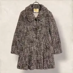 1684 エフデ ロングコート ツイード アウター ウール混 9 ブラウン