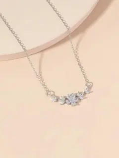 ハワイアンフラワー モチーフ ネックレス キュービックジルコニア シルバー