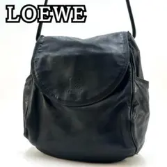 LOEWE ロエベ アナグラム ナッパレザー フラップ開閉 ショルダーバッグ 黒