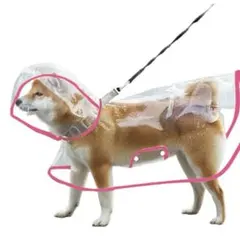 犬用レインコート ペット カッパ ポンチョ 帽子付 中型犬 ピンク2XL