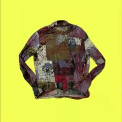 総柄　ハイネックロンtトップス　古着　y2k フェミニン　フェアリーグランジ