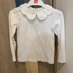 ホワイト襟付き長袖カットソー116cm
