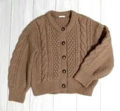 ジーユー GU ケーブル編み ニットカーディガン M ブラウン 茶色 羽織り