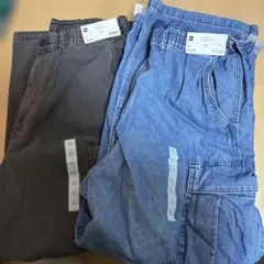 GU デニムスーパーワイドカーゴパンツ XL 2着セット