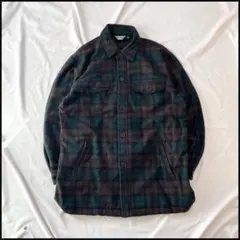 チェック柄 ウール混ジャケット グリーン×ブラウン LL アメカジ