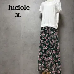 ルシオール　ドッキングワンピース　グリーン 白Tシャツ　花柄　3L 大きいサイズ