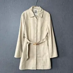 MICHEL KLEIN ベージュトレンチコート 38 スエード調　ベルト付き