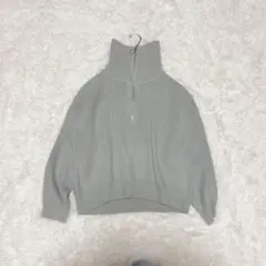 GU ハイネックニット ブルーグレー ドライバーズニット
