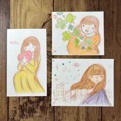 【女の子の絵】オリジナルハンドメイドアナログ手描きイラスト原画　創作アート作品