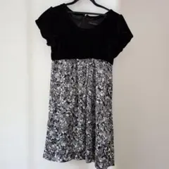 BEAMS HEART　ワンピース　フォーマル　黒　花柄　膝丈