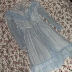 Gunne Sax ヴィンテージ 長袖ドレス ライトブルーのサムネイル