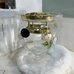 ELBE クリスタル 花瓶 ハンドペイント ハンガリー製 フラワーベース レア